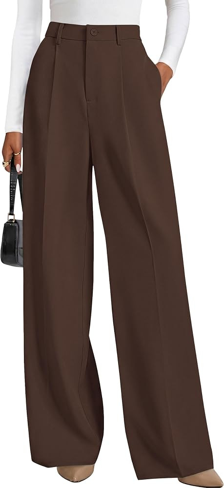 PRETTYGARDEN Wide Leg Pants for Women Trendy 2026 Fall High Waisted Business Casual Outfits Work ... | Amazon (US)