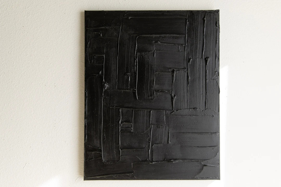 Black Textured Canvas Wall Art, Abstract Black Wall Decor, Modern and Minimalist 3D Wall Art | Etsy (US)