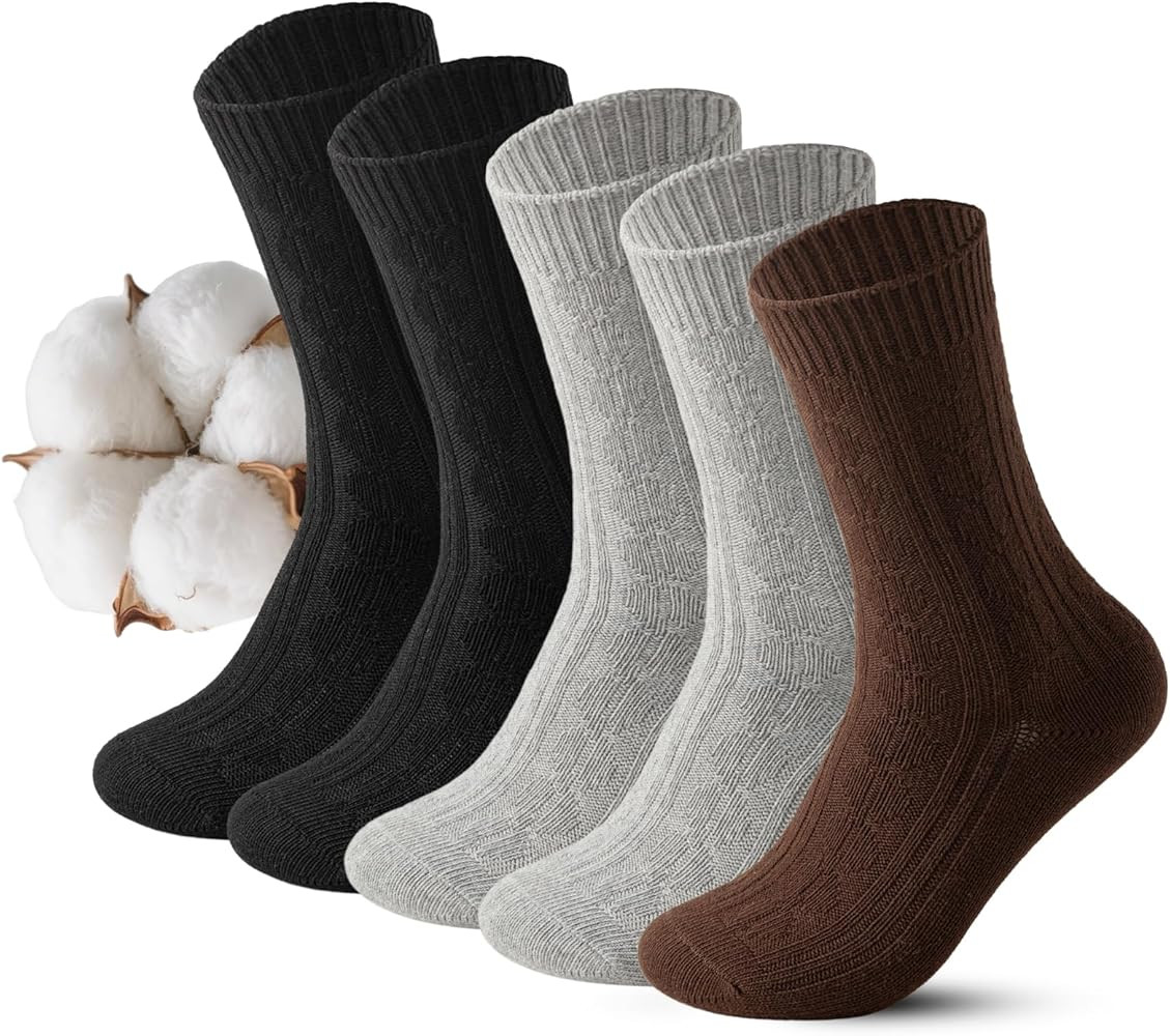 Caudblor 5Pack Winter Cotton Crew Sock For Women，Size 5-10(36-40) | Amazon (US)