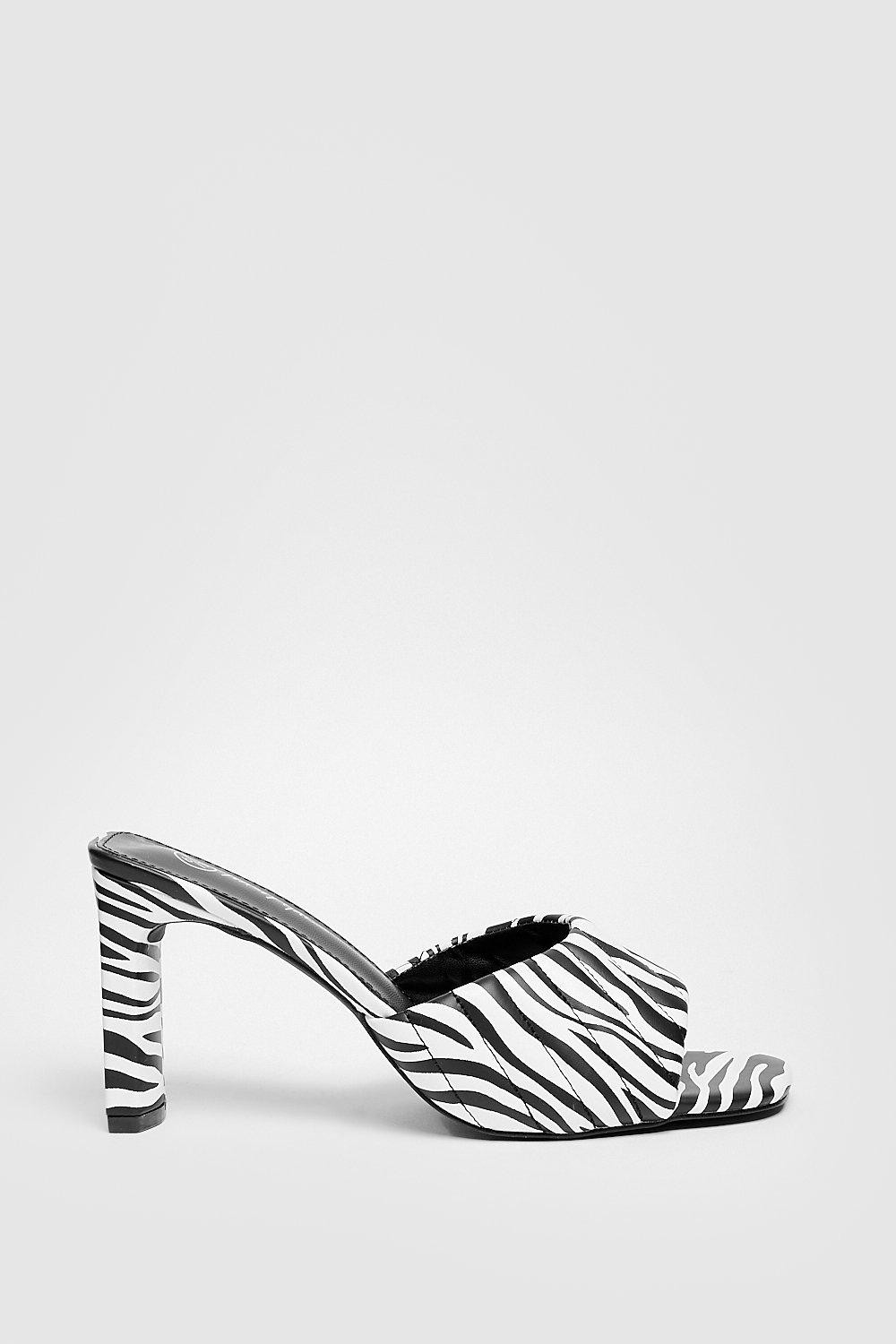Zebra Block Heeled Mules | Nasty Gal (US)