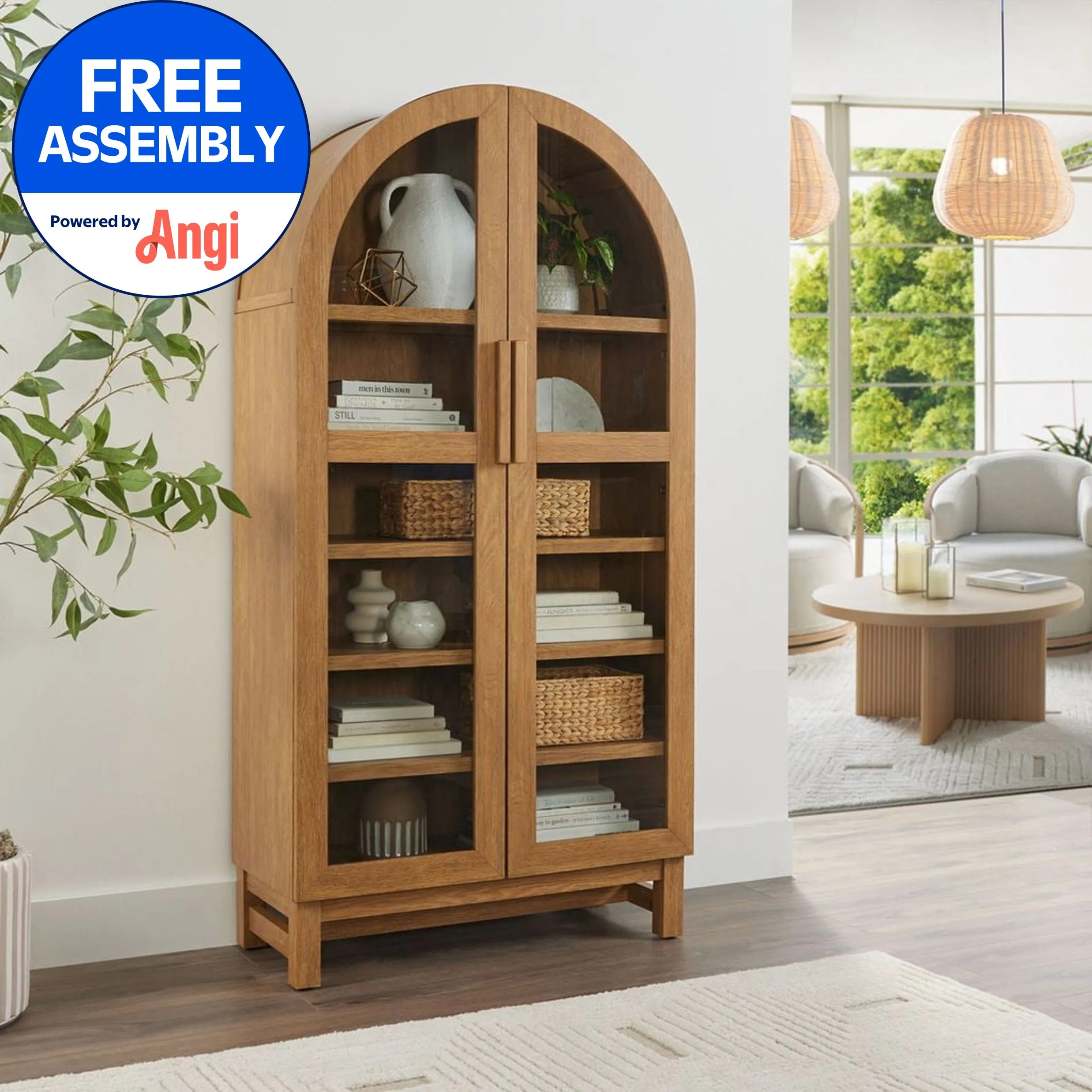Better Homes & Gardens Juliet Arch Accent Cabinet, Light Honey Finish | Walmart (US)