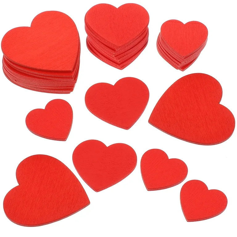 30 Pcs Wedding Table Decorations Red Love Wood Chips Craft Hearts Shape Signs Home Valentines Day... | Walmart (US)
