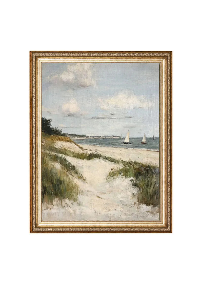 Vintage Sailboats Oil Painting, Coastal Cottagecore Wall Art (Digital Prints) | Etsy (US)