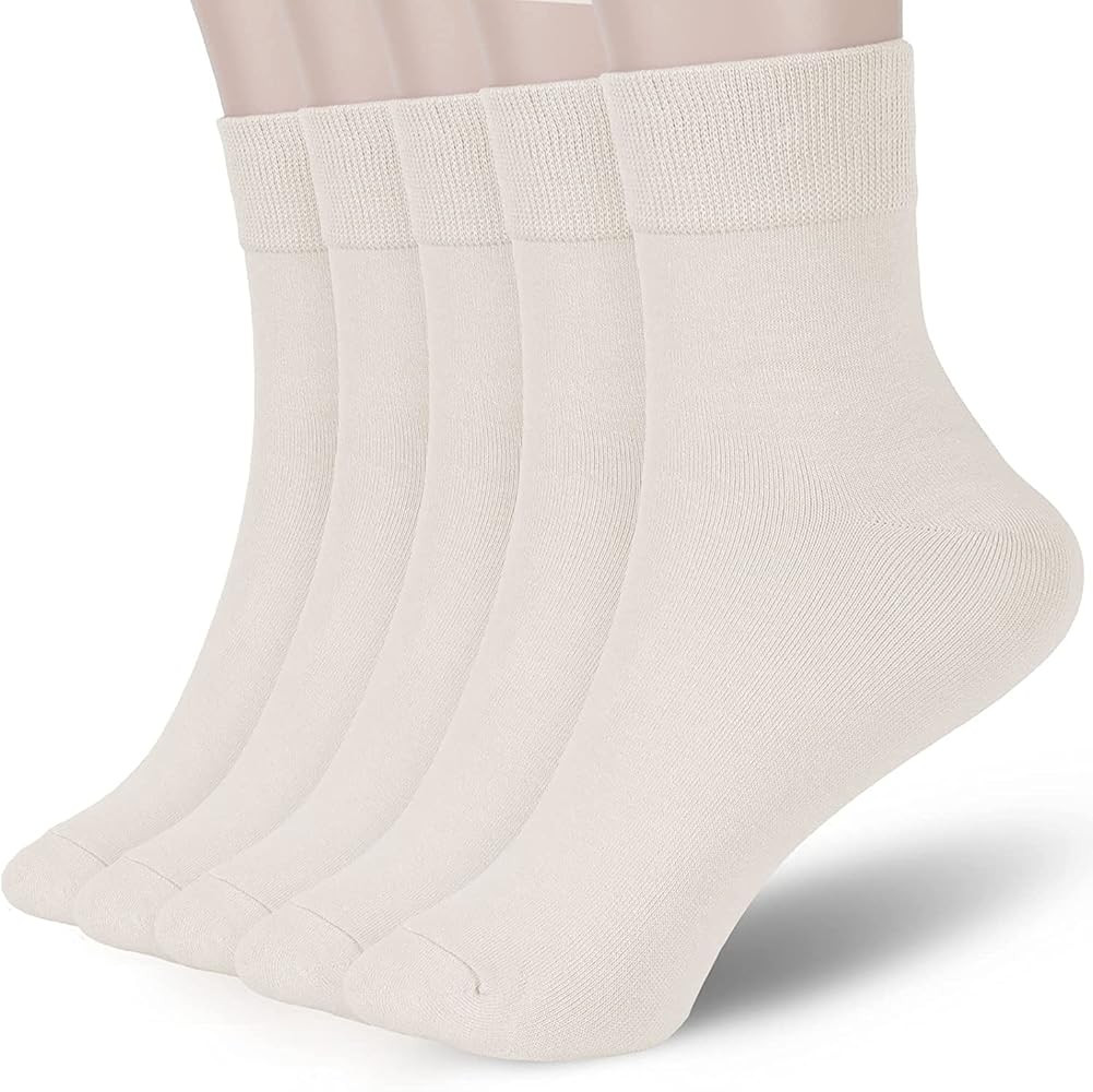Women Thin Cotton Socks, Soft Cotton Socks Women Above Ankle Crew Socks 5 Pairs | Amazon (US)