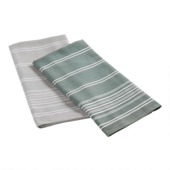 Woven Stripe Cotton and Terry Cloth Kitchen Towel | World Market