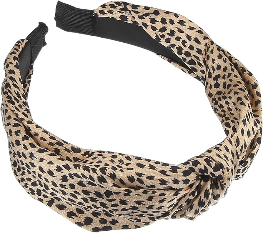 VOCOSTE Leopard Headband, Top Knot Cheetah Headband, Leopard Print Headbands, Knotted Headbands Elastic Hair Accessories for Women Khaki | Amazon (US)