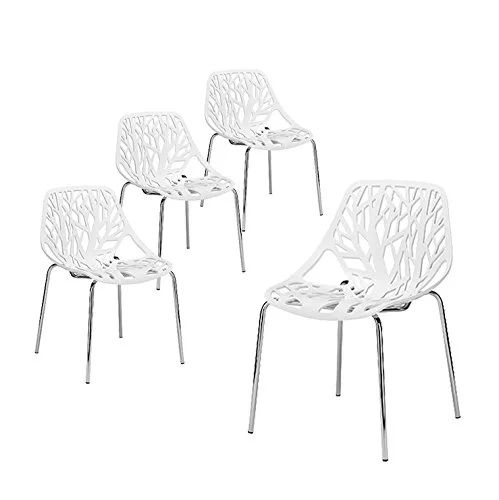 Zimtown Modern Dining Chairs (Set of 4) by,White Chairs, Kid-Friendly Birch Chairs, Stackable Mod... | Walmart (US)
