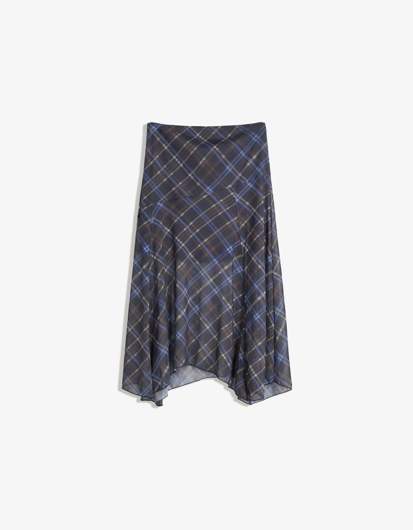 Asymmetrischer Midirock mit Karomuster - Röcke und Shorts - Damen | Bershka DE