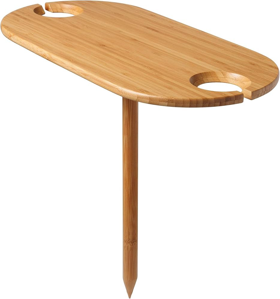 Tovolo Outdoor Wine Holder Bamboo Table, Holds 2 Wine Glasses, Collapsible Table With Ground Stak... | Amazon (US)