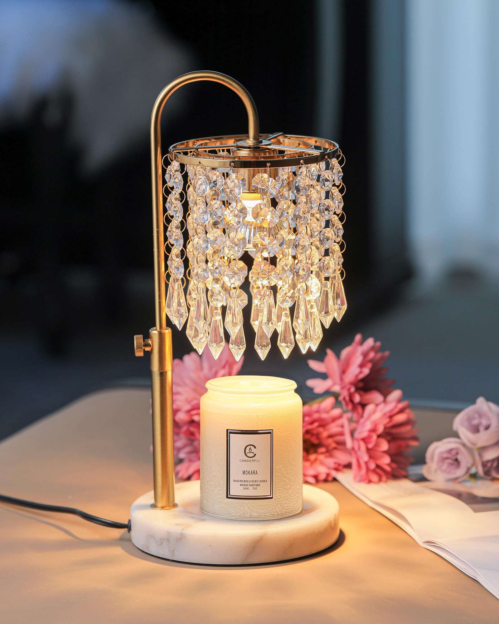 Candle Warmer Lamp with Timer Dimmer and 3 Bulbs, Candle Lamp Warmer with Marble Base for Adjusta... | Amazon (US)