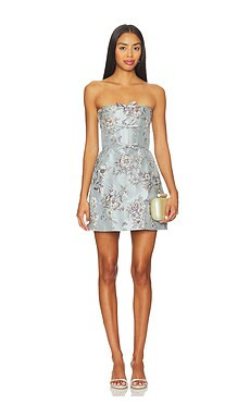 V. Chapman Kimberlina Dress in Light Blue Lilibet Brocade from Revolve.com | Revolve Clothing (Global)