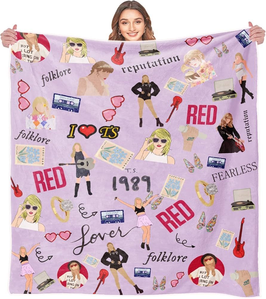 ETSKOM Singer Throw Blanke Taylor 2024 Flannel Blanket Taylor Party Bedroom Decorations Warm Thro... | Amazon (US)