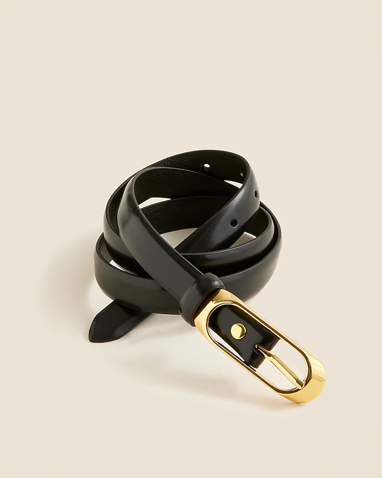 Skinny oval-buckle leather belt | J. Crew US