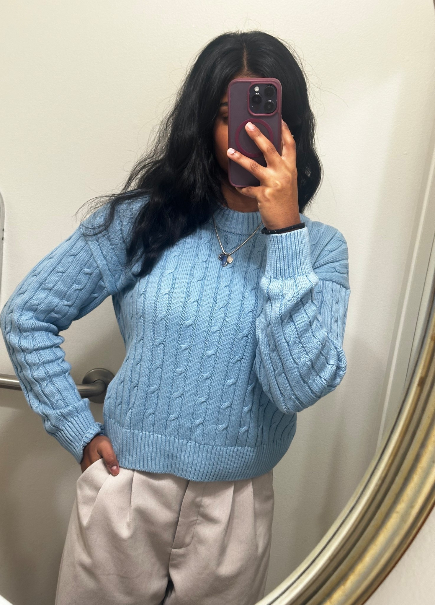 Casual winter outfit!

Baby blue, cotton sweater, women’s winter outfit, cable knit, dress pants, Abercrombie, fashionn

#LTKgrwm #LTKdayinmylife #LTKootd