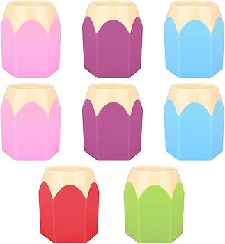 8 PCS Pencil Shaped Pen Holders for Desk Cute Pencil Cup Pen Storage Organizer Colorful Pencil Ho... | Amazon (US)