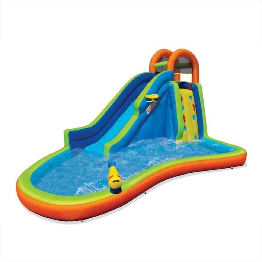 BANZAI Big Blast Water Park, Length: 14 ft 5 in, Width: 10 ft 7 in, Height: 7 ft 11 in, Inflatabl... | Amazon (US)