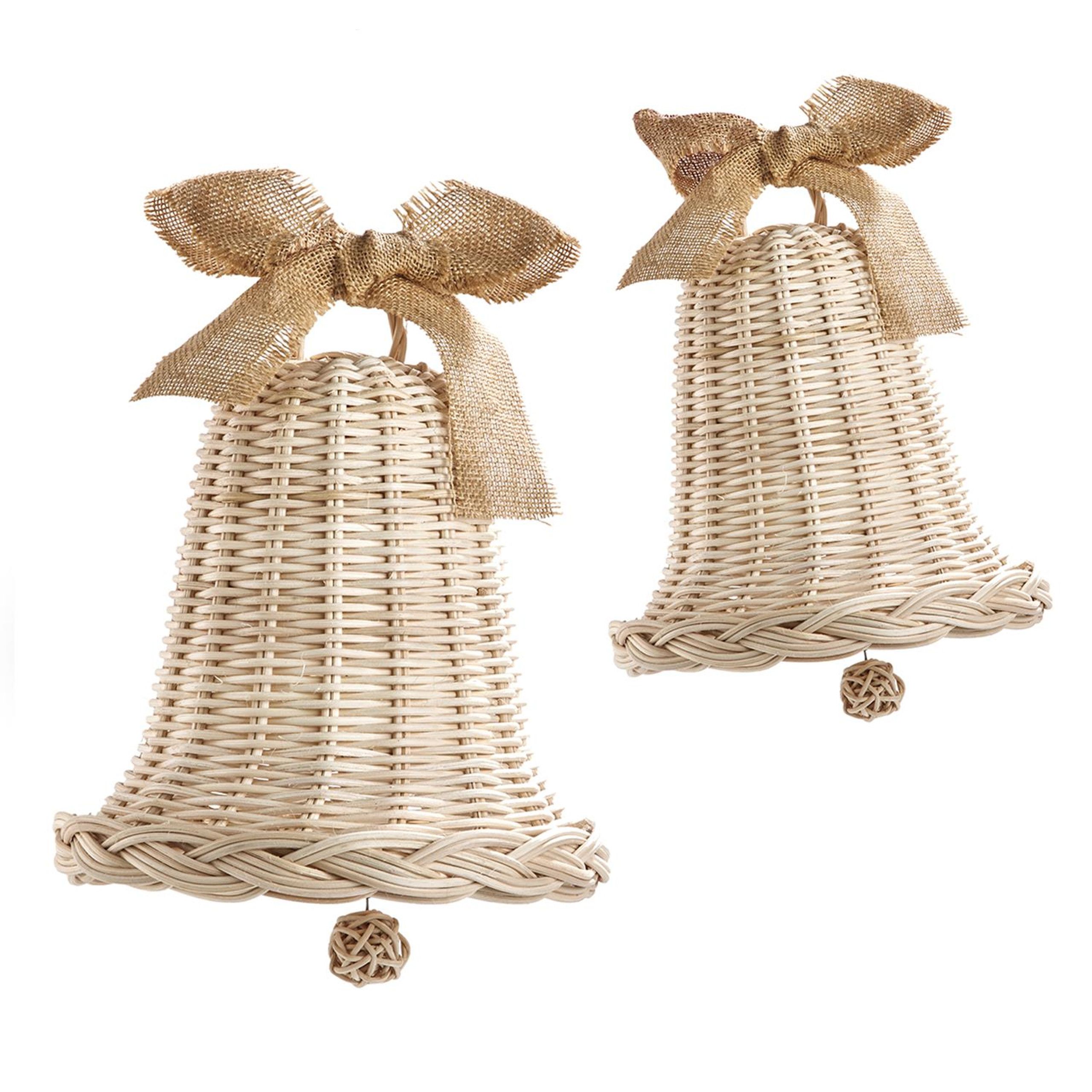 Hand Woven Holiday Bells with Jute Bow Set of 2 | Monkee's of Mount Pleasant