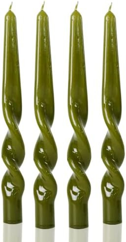 MAITREYA Olive Spiral Taper Candles Conical Stick Candles Taper Candles-Set of 4 for Decoration W... | Amazon (US)
