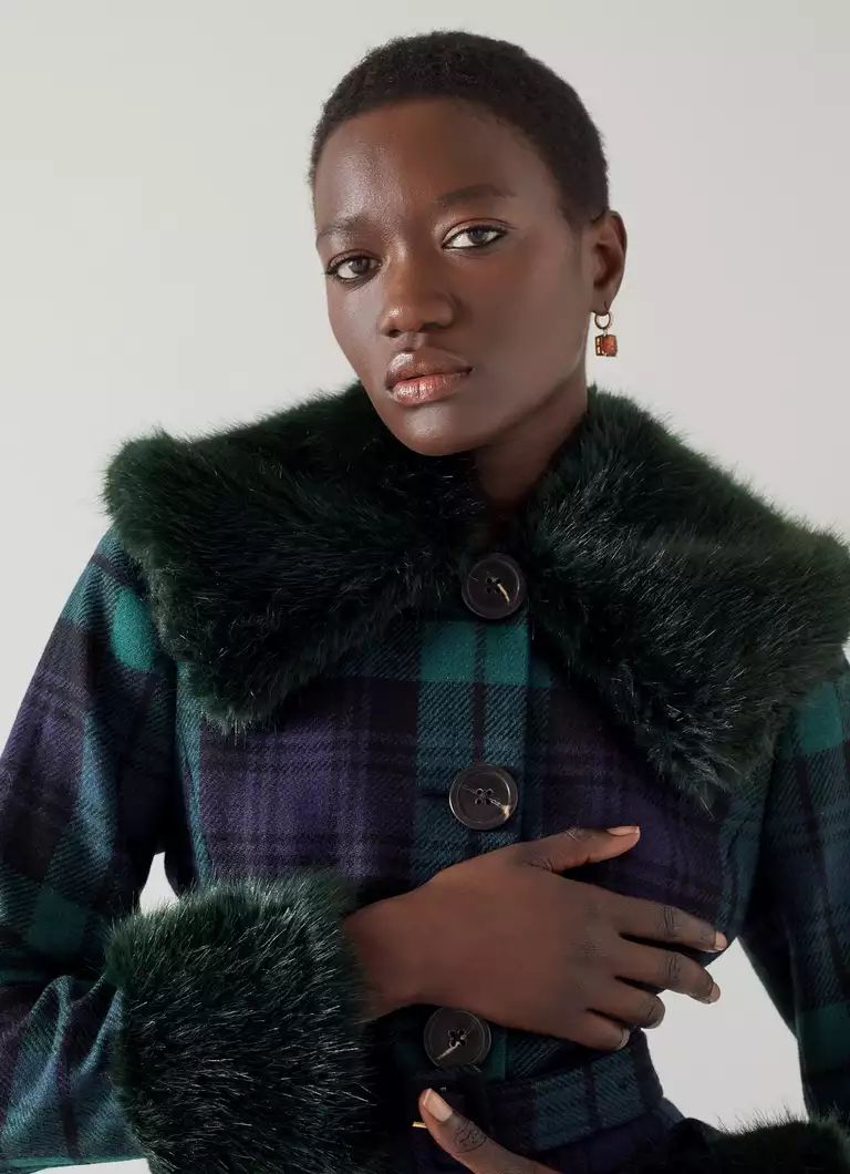 Bryony Blue And Green Tartan British Wool Coat | L.K. Bennett (UK)