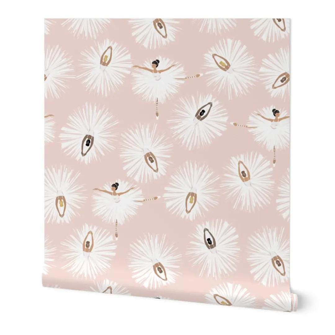 Blush pink ballerina Wallpaper for girls Bedroom or nursery. Pink Peel & Stick Wallpaper Ballet t... | Etsy (US)