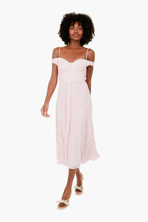 Pink Gingham Print Chiffon Midi Dress | Tuckernuck (US)