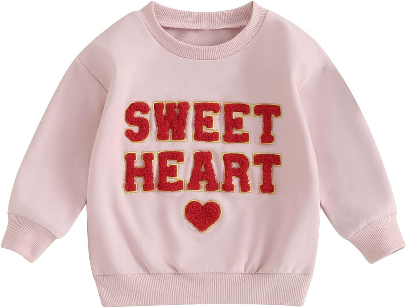 Lucikamy Toddler Baby Girl Boy Valentines Day Outfit Long Sleeve Letter Print Sweatshirt Shirt In... | Amazon (US)