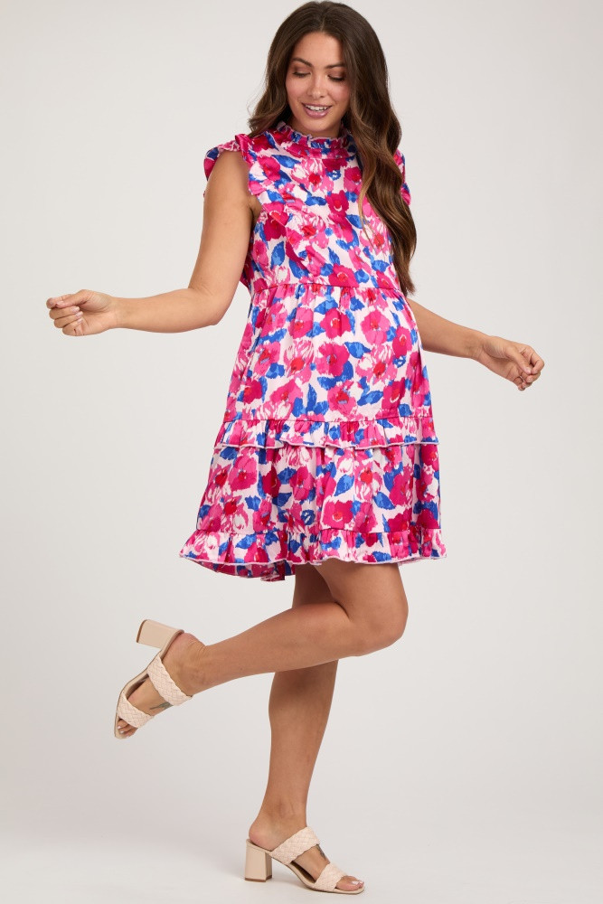 Light Pink Floral Mock Neck Maternity Dress | PinkBlush Maternity