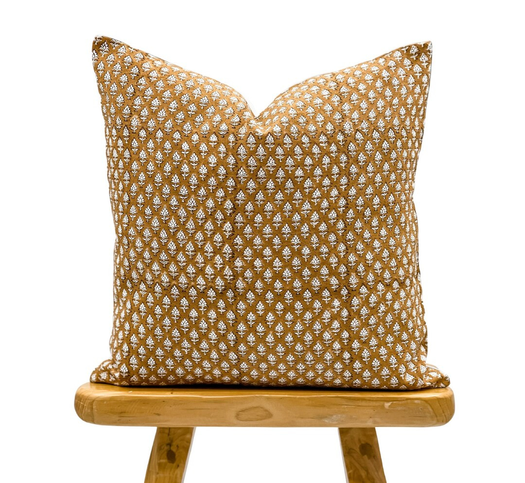 Designer Orange Rust Floral Print on off White Linen Pillow Cover,orange Rust Pillow Cover, Boho ... | Etsy (US)