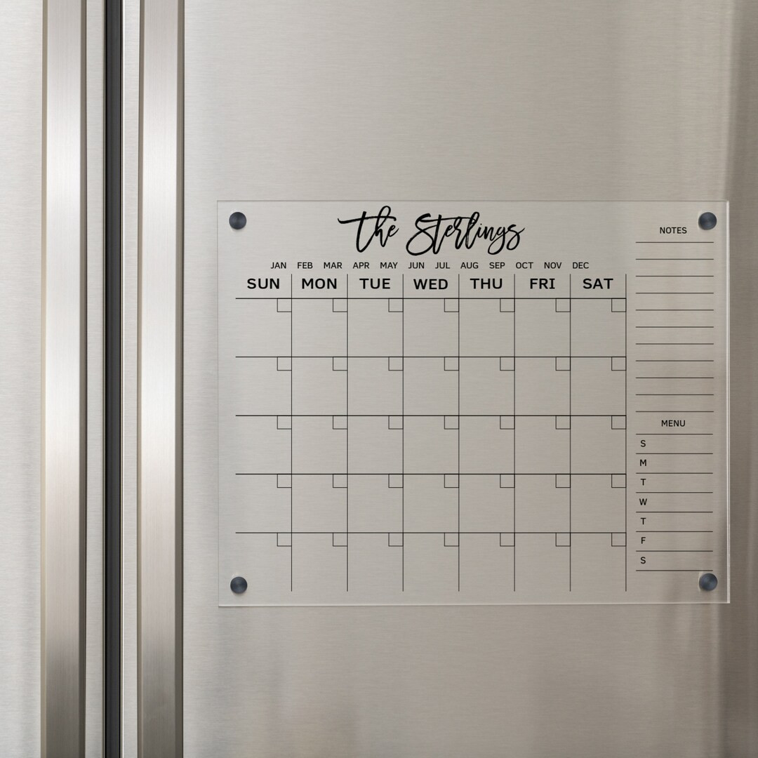 Magnetic Calendar for Fridge, Acrylic Calendar, Dry Erase Calendar, To Do List, Meal Planning | Etsy (US)
