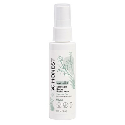 The Honest Company Sensitive Sprayable Fragrance Free Diaper Rash Cream - 2 fl oz: Zinc Oxide Treatment, No Parabens | Target