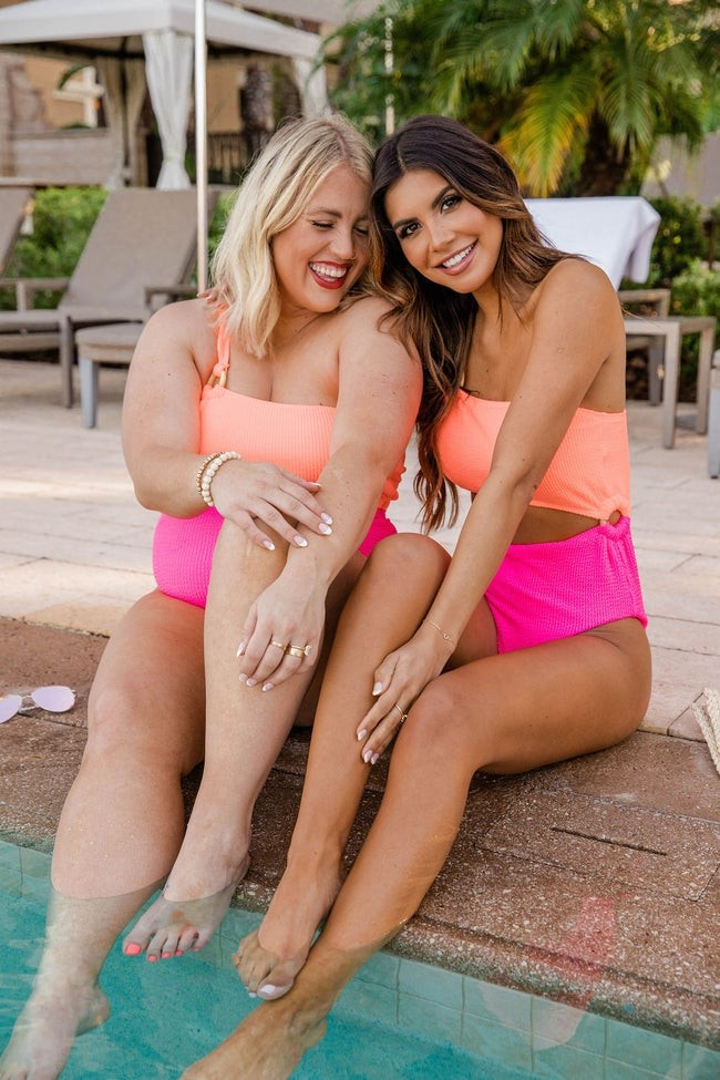 Sweet Daydreams Orange/Pink Cutout One Shoulder Swimsuit | The Pink Lily Boutique