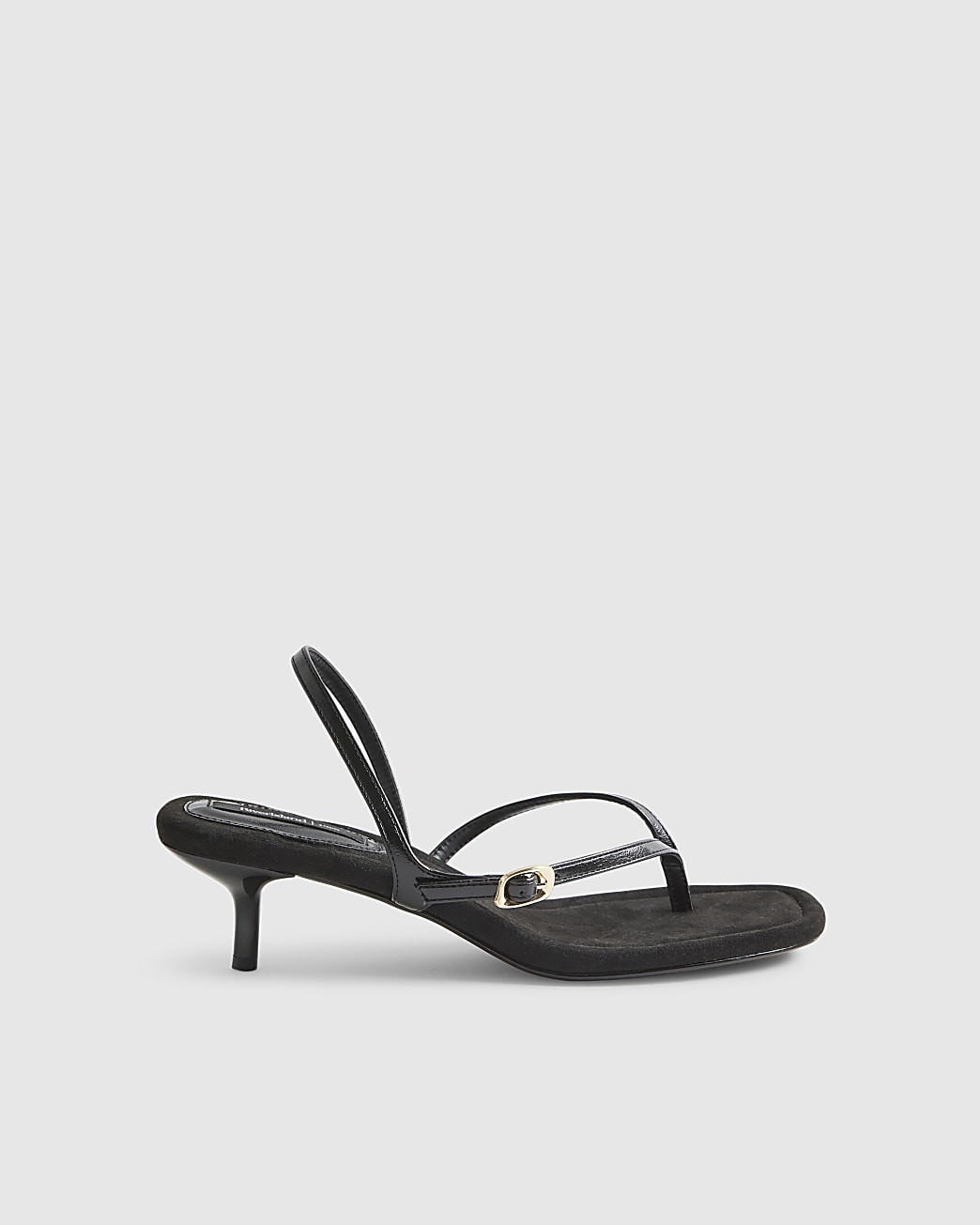Black Wide Fit Toe Thong Low Heel Sandals | River Island UK & IE