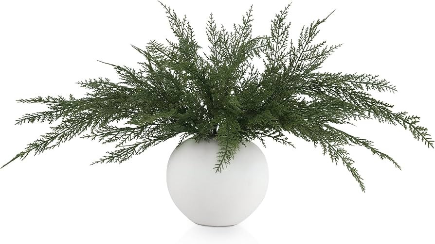 Jutom 16 Pcs Christmas Cedar Pine Stems - 18 Inch Artificial Faux Cedar Branches Christmas Greene... | Amazon (US)