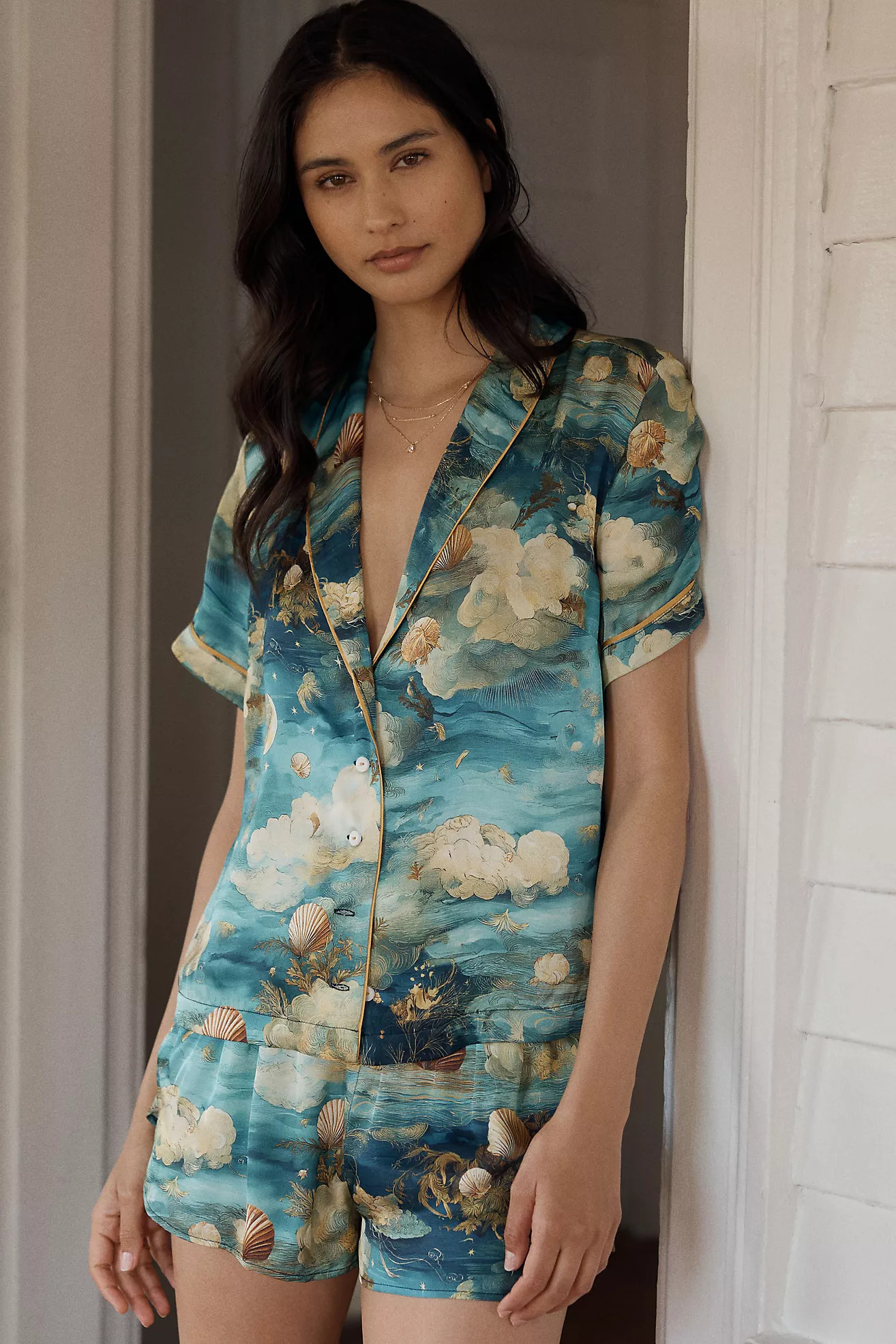 Lyrebird Silky Pajama Top | Anthropologie (US)