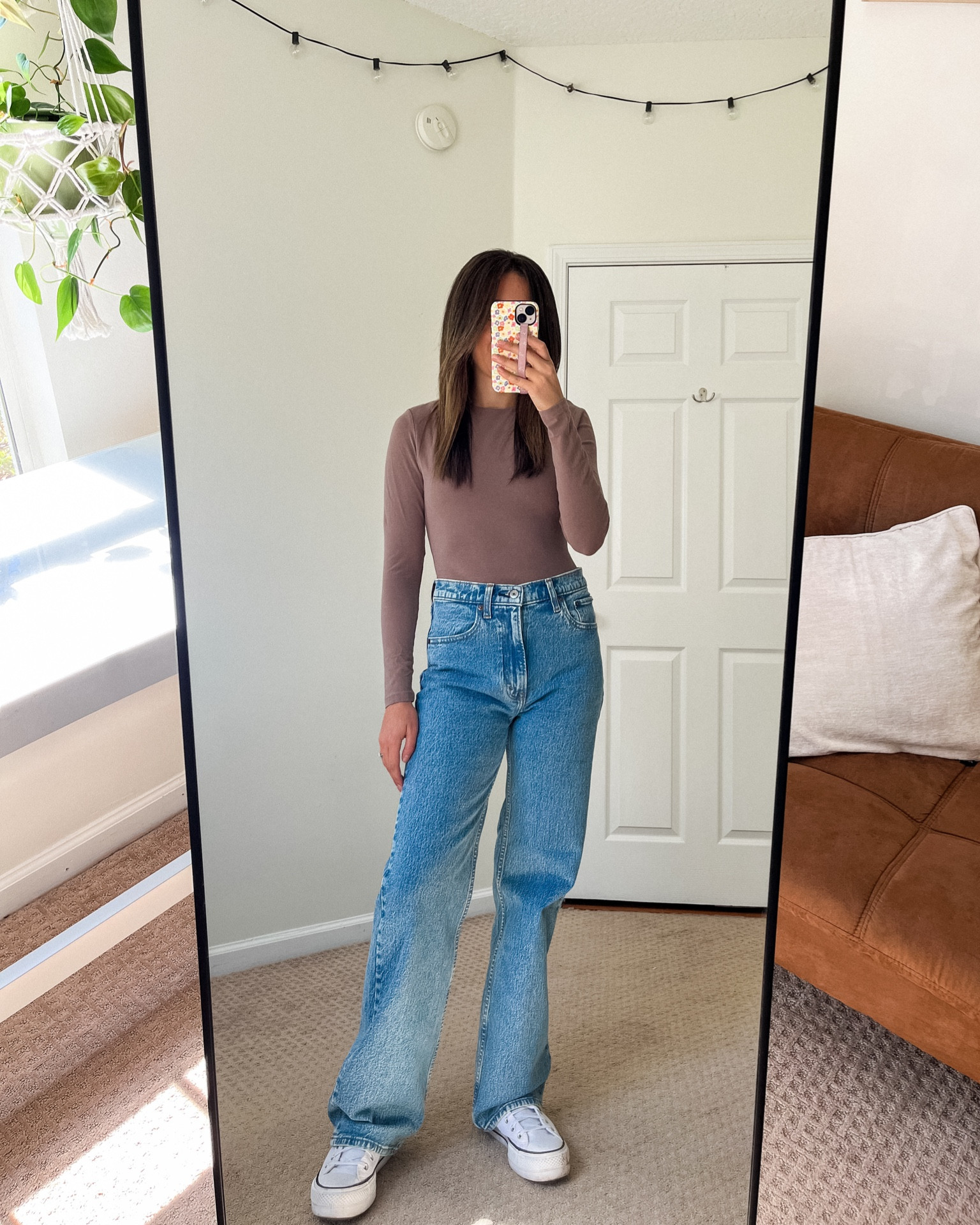 Fall Outfit Idea Inspo, Pumpkin Patch Outfit Idea, Fall Aesthetic, Abercrombie Denim Relaxed Jeans, Abercrombie Seamless Long Sleeve Bodysuit, Platform Converse High Tops

#LTKstyletip