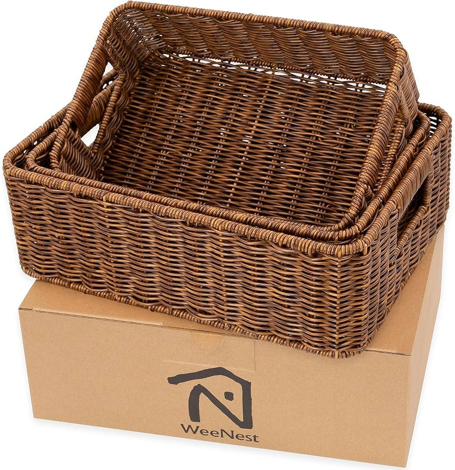 Baskets for Organizing, Undershelf Wicker Storage, Hand Woven Organizer for Closet Organization, ... | Amazon (US)