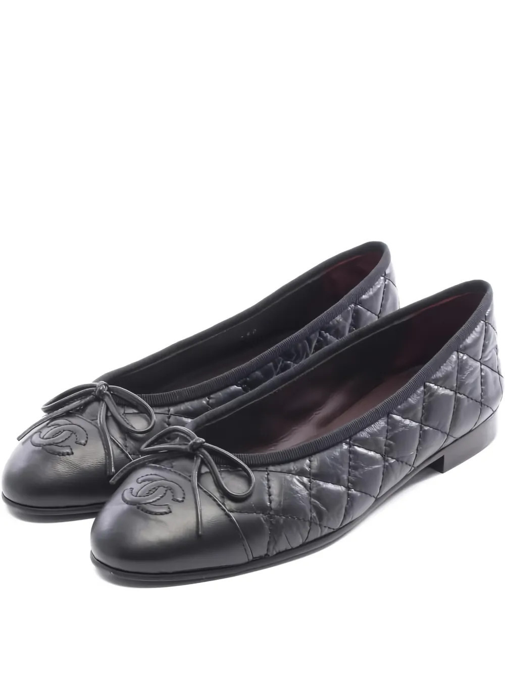 CHANEL Pre-Owned 1986-1988 matelassé ballet flats - Black | Farfetch Global