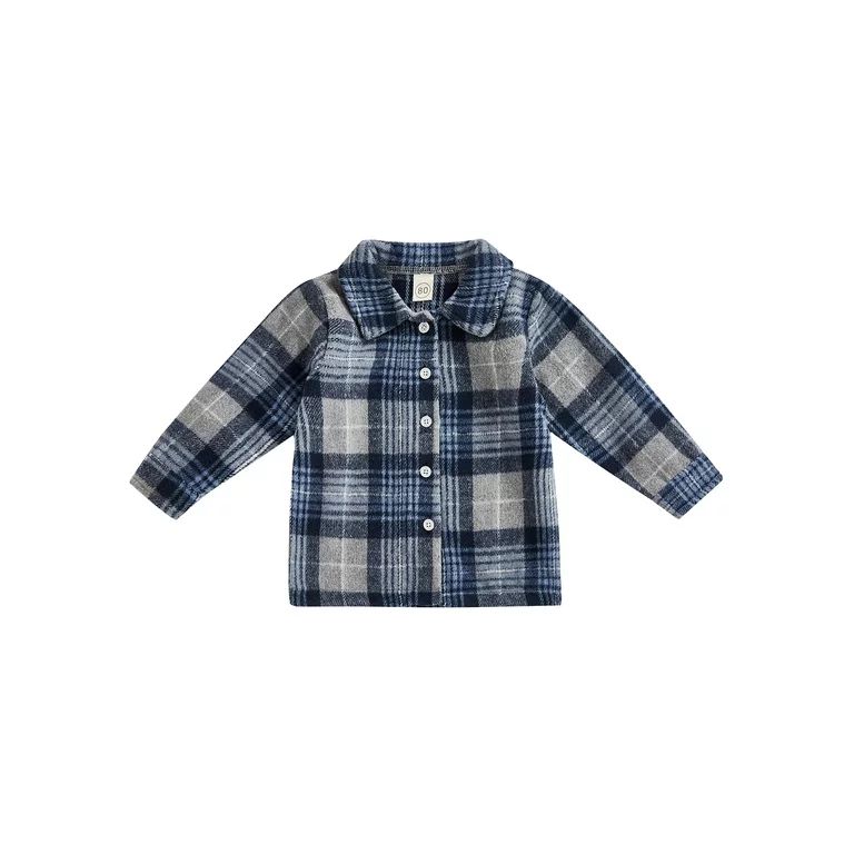 Bagilaanoe Toddler Baby Boy Shirts Jacket Plaid Long Sleeve Single-Breasted Shacket with Pockets ... | Walmart (US)