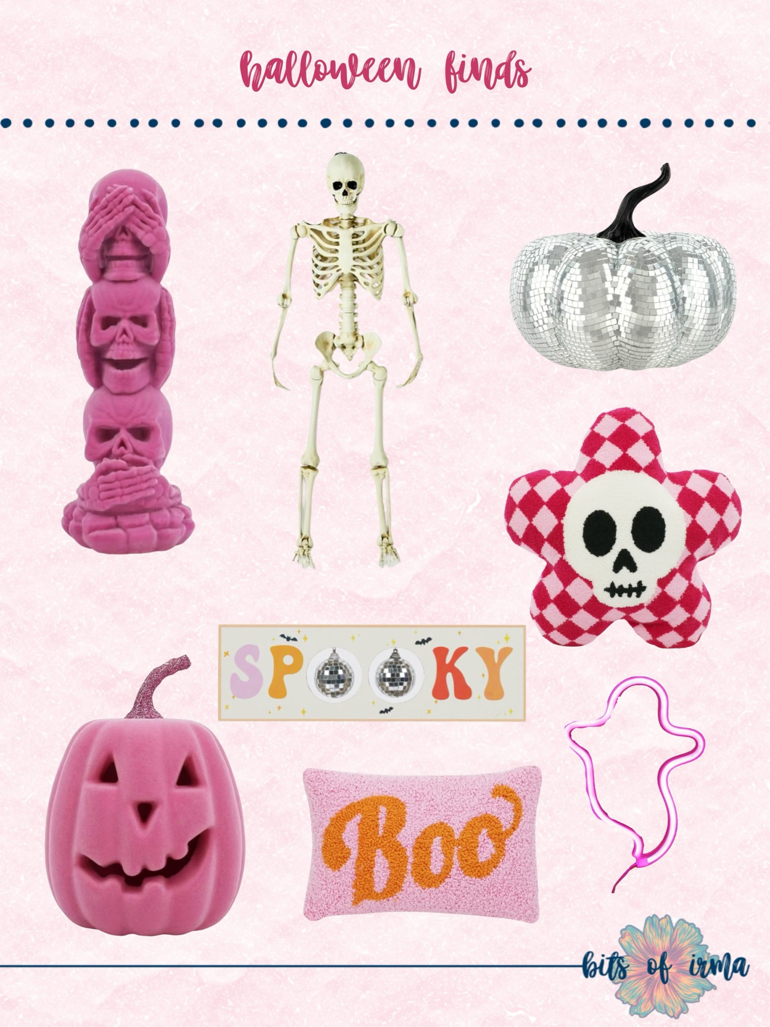 Halloween Finds

Halloween decor essentials | Spooky home accents | Unique Halloween decorations | Halloween party accessories | Festive Halloween finds | Creative pumpkin decor | Halloween skeleton displays | Haunted house decorations | Colorful Halloween pillows | Halloween craft supplies | Kids' Halloween fun | Decorative Halloween skulls | Seasonal home decor | Halloween tabletop decor | October home accents