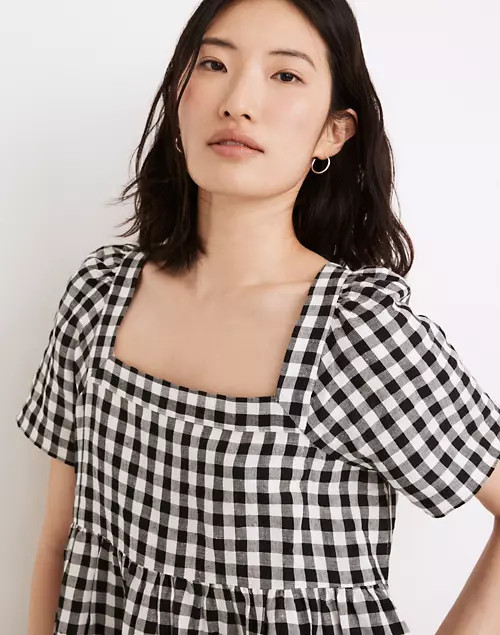 Linen-Blend Allie Mini Dress in Gingham Check | Madewell