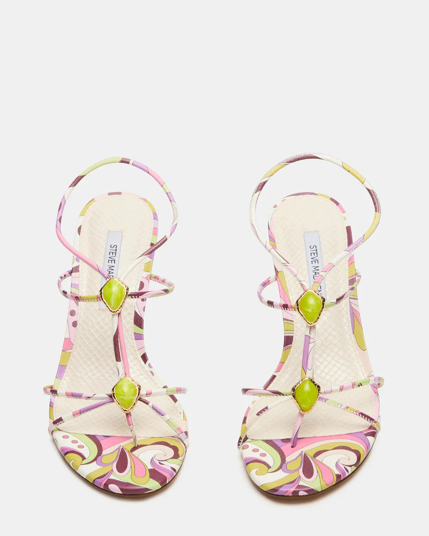 RAMOS Stone Pink Print Strappy Stiletto Women's Heel | Steve Madden (US)