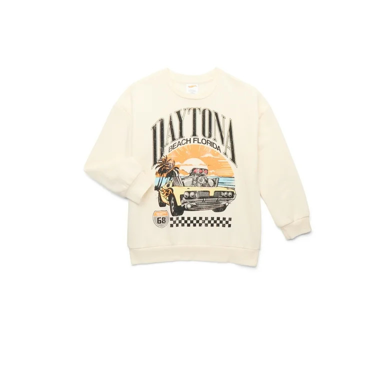 Hot Wheels Little Boys and Big Boys Daytona Beach Graphic Sweatshirt, Sizes 4-18 - Walmart.com | Walmart (US)