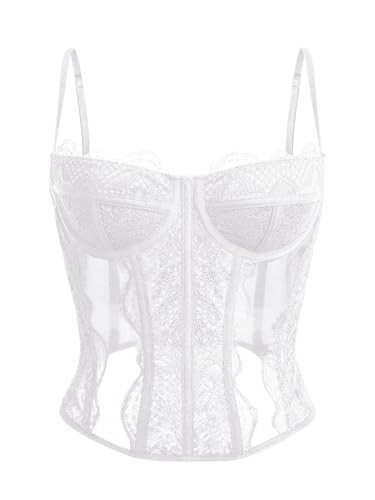 Dealmore Corset Tops For Women Going Out Lace Mesh Date Night Fall Fashion Outfits Clothes Crop C... | Amazon (US)