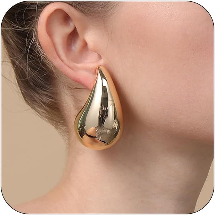 Ascona Drop Earring Extra Large Big Chunky Gold Hoop Earrings for Women Girl, Lightweight Hypoall... | Amazon (US)