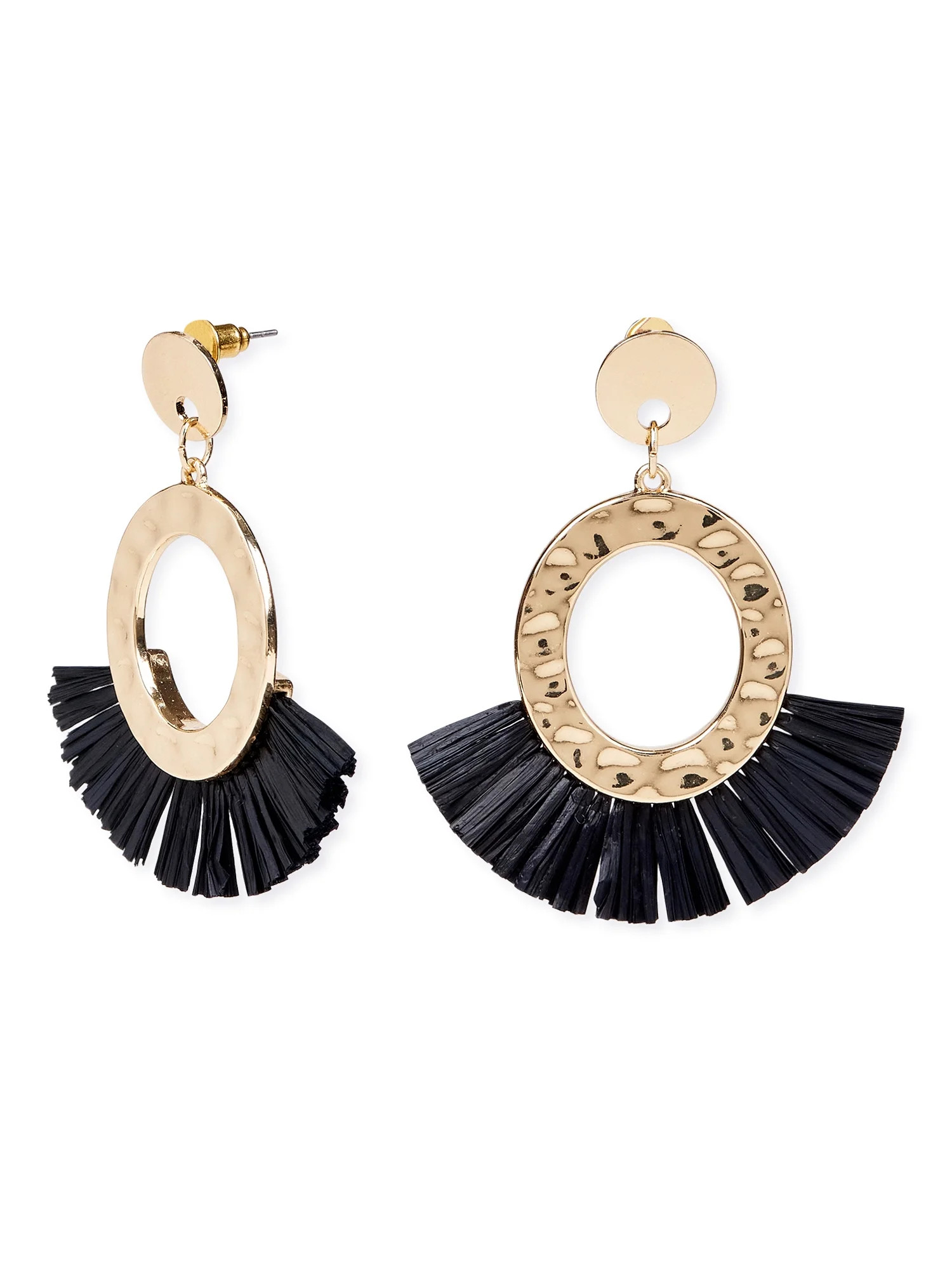 Time And Tru Fringe Hoop Earrings - Walmart.com | Walmart (US)