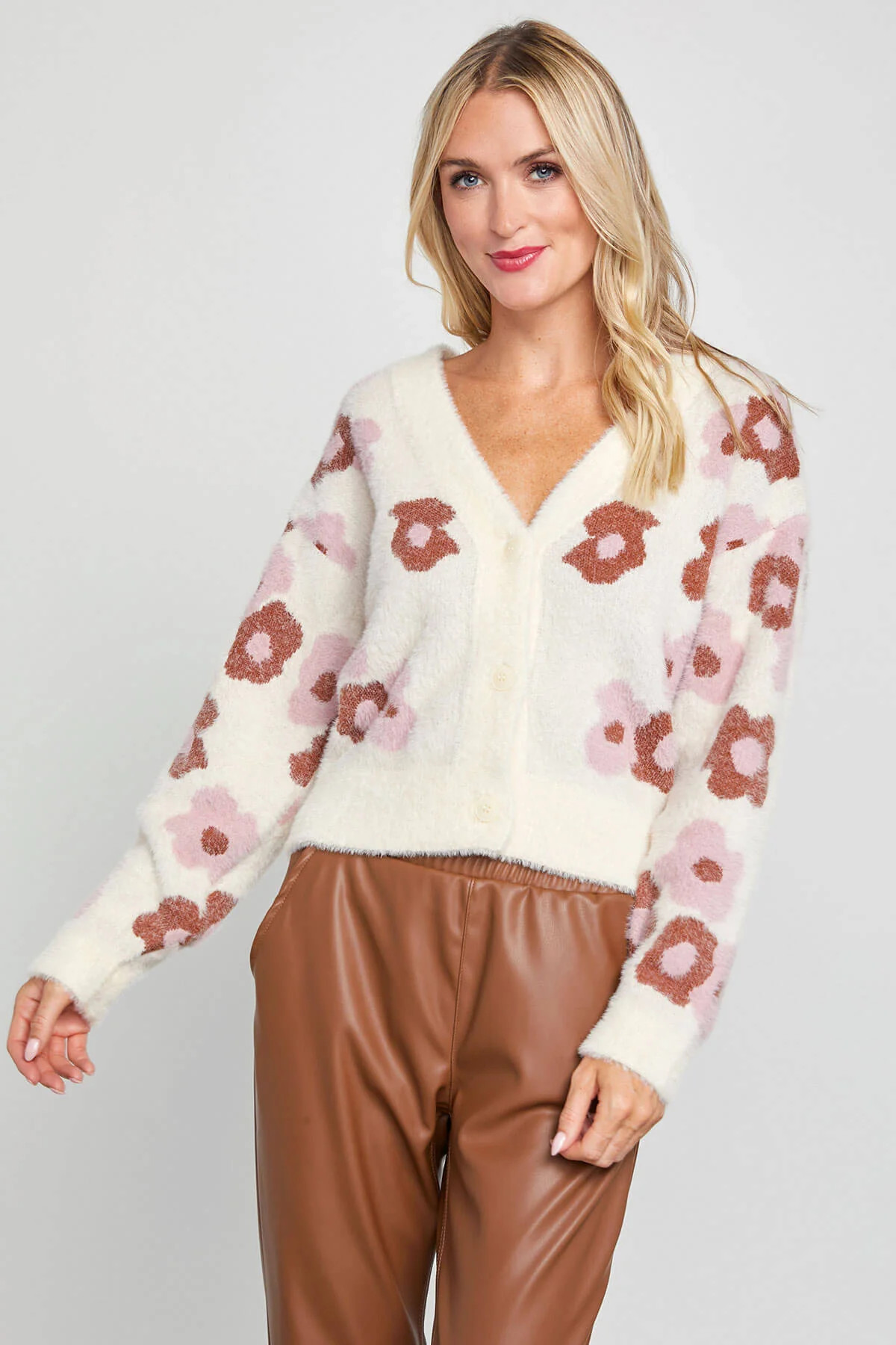 Lush Fuzzy Floral Cardigan | Social Threads