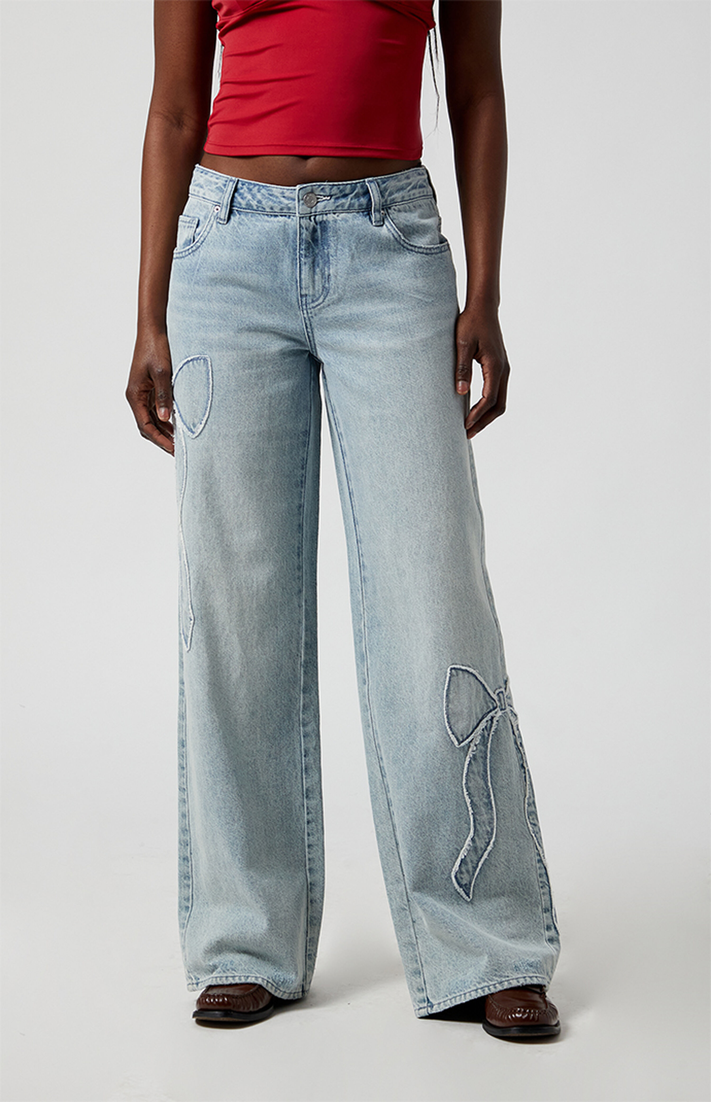 PacSun Casey Bow Low Rise Baggy Jeans Light Indigo | PacSun
