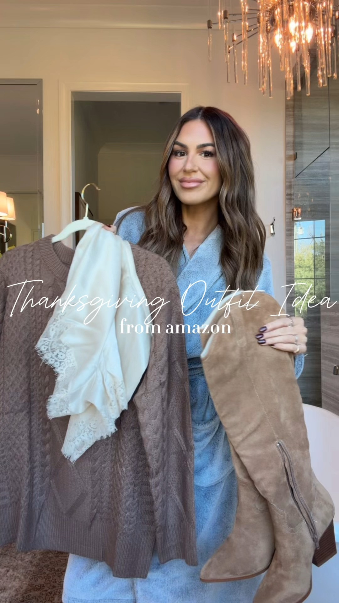 the perfect outfit for thanksgiving and from amazon 🤎

wearing a size small in the shorts and a medium in sweater 🫶🏼 

 #LTKSeasonal #LTKFindsUnder50 #LTKStyleTip