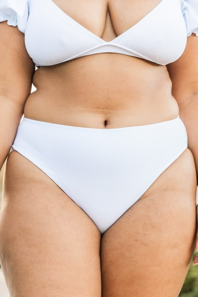 Go With The Flow White High Waisted Bikini Bottom | The Pink Lily Boutique