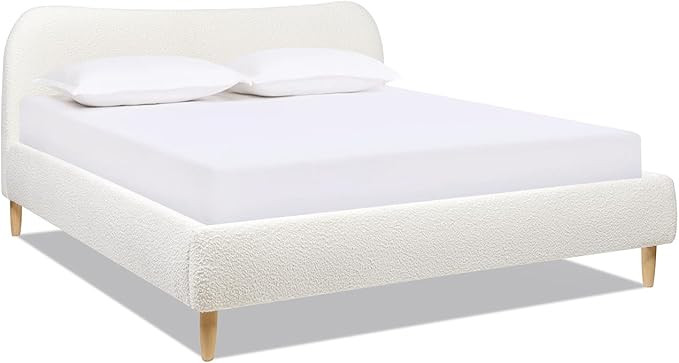 Jennifer Taylor Home Roman Curved Headboard Boucle Upholstered Modern Platform Bed Frame | Amazon (US)